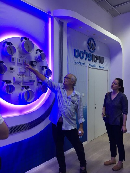 With Lev-Ran Moshe at Twitoplast. This is one of the few factories where Palestinians and Israelis work together in the assembly line.